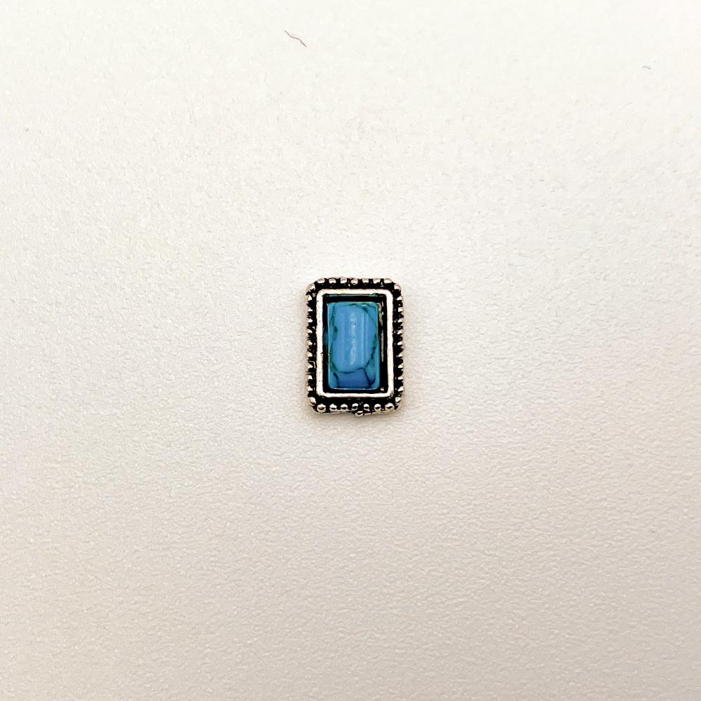 Stones Vintage - Silver-Blue Square Shape